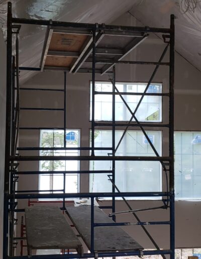 Drywall Installation Perfectly done around scaffolding. Drywall and taping in a new house.