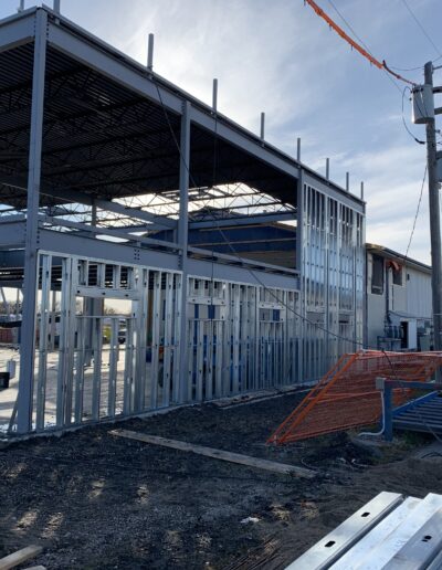 Framing of a Steel Stud Building in progress. Large where industrial space.